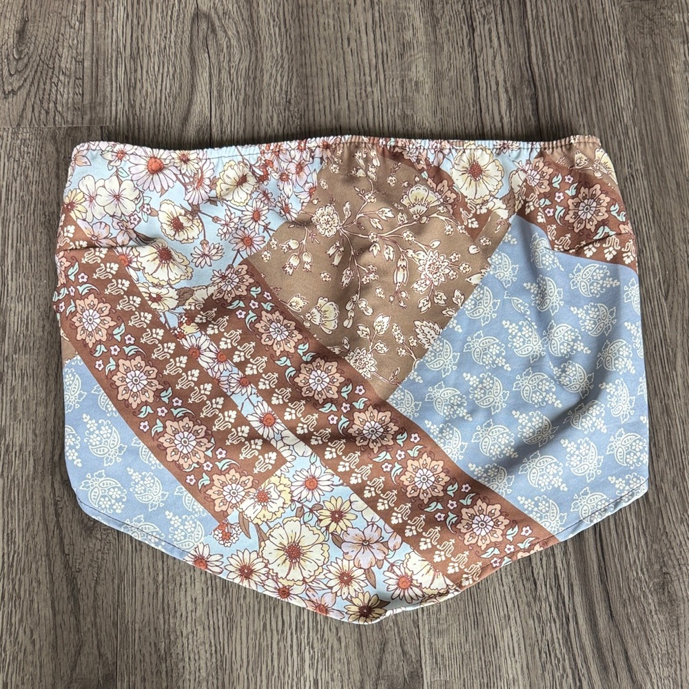 Altar'd State Blue And Brown Patchwork Shorts - image 1